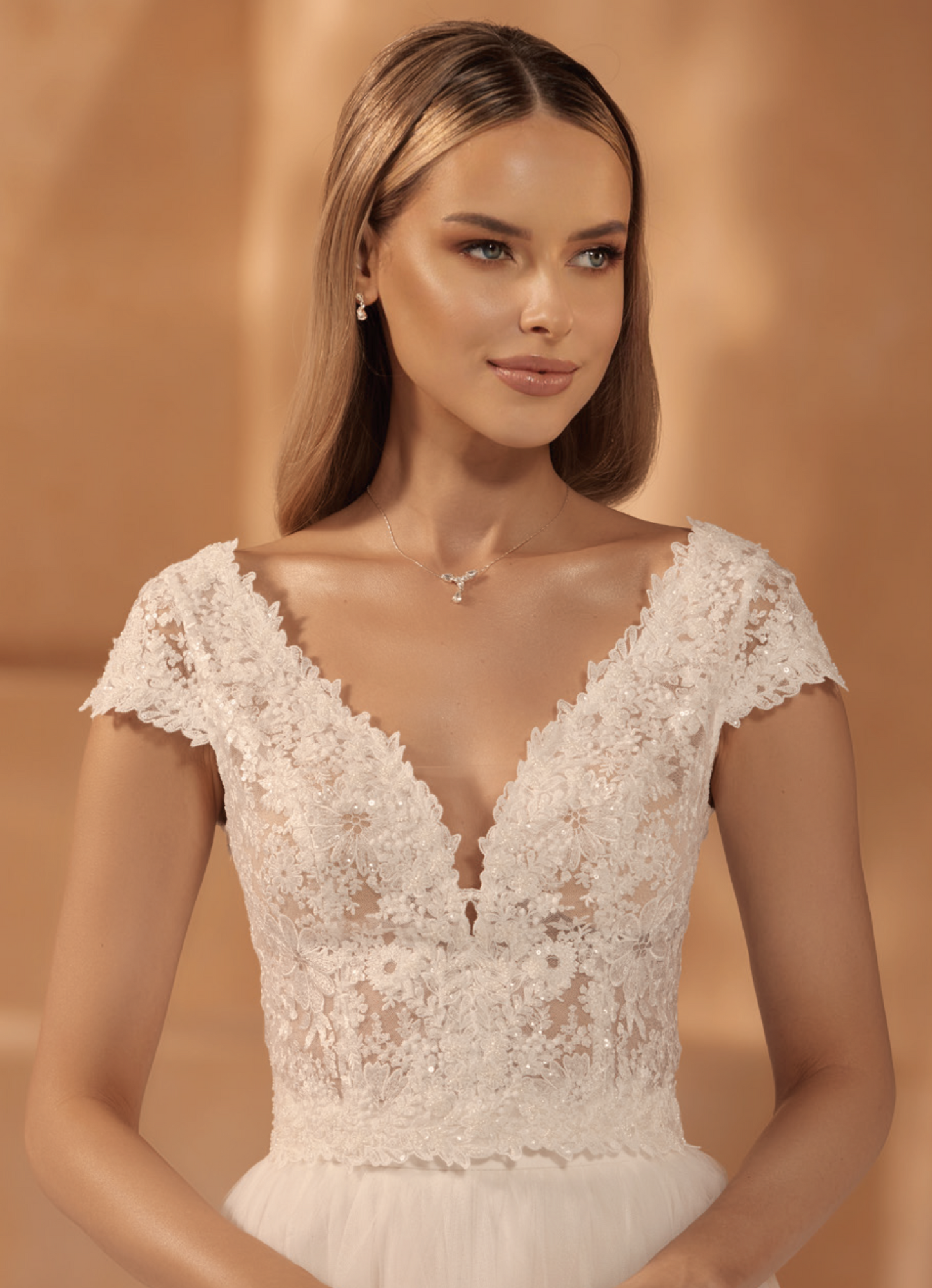 Short Sleeve Transparent Bridal Top W/ Sequin E434