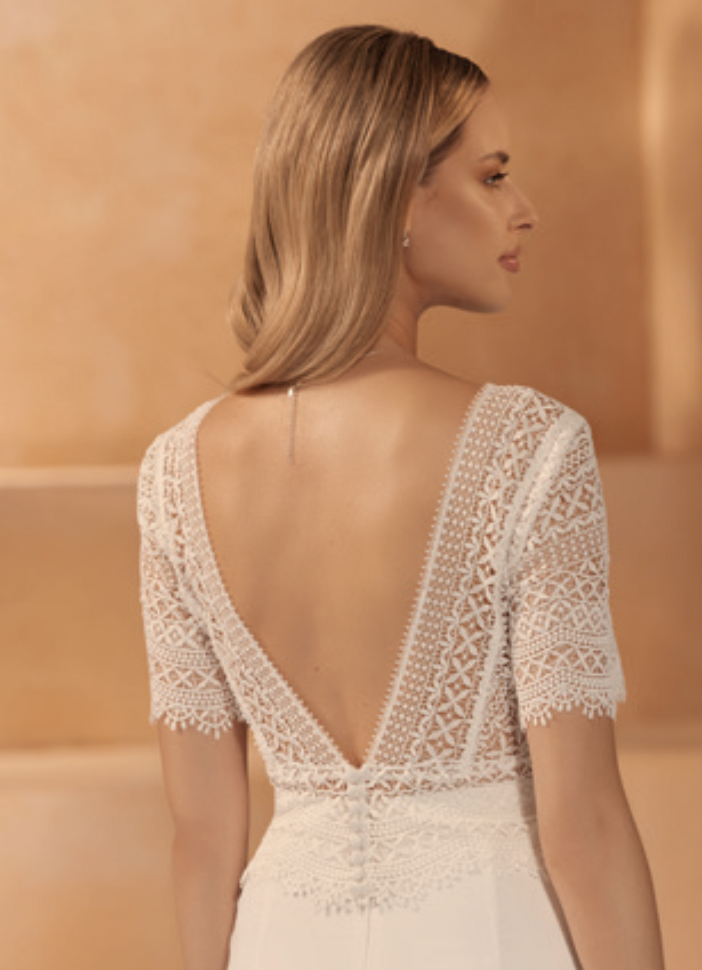 3/4th sleeved lace - Transparent Bridal Top - E443