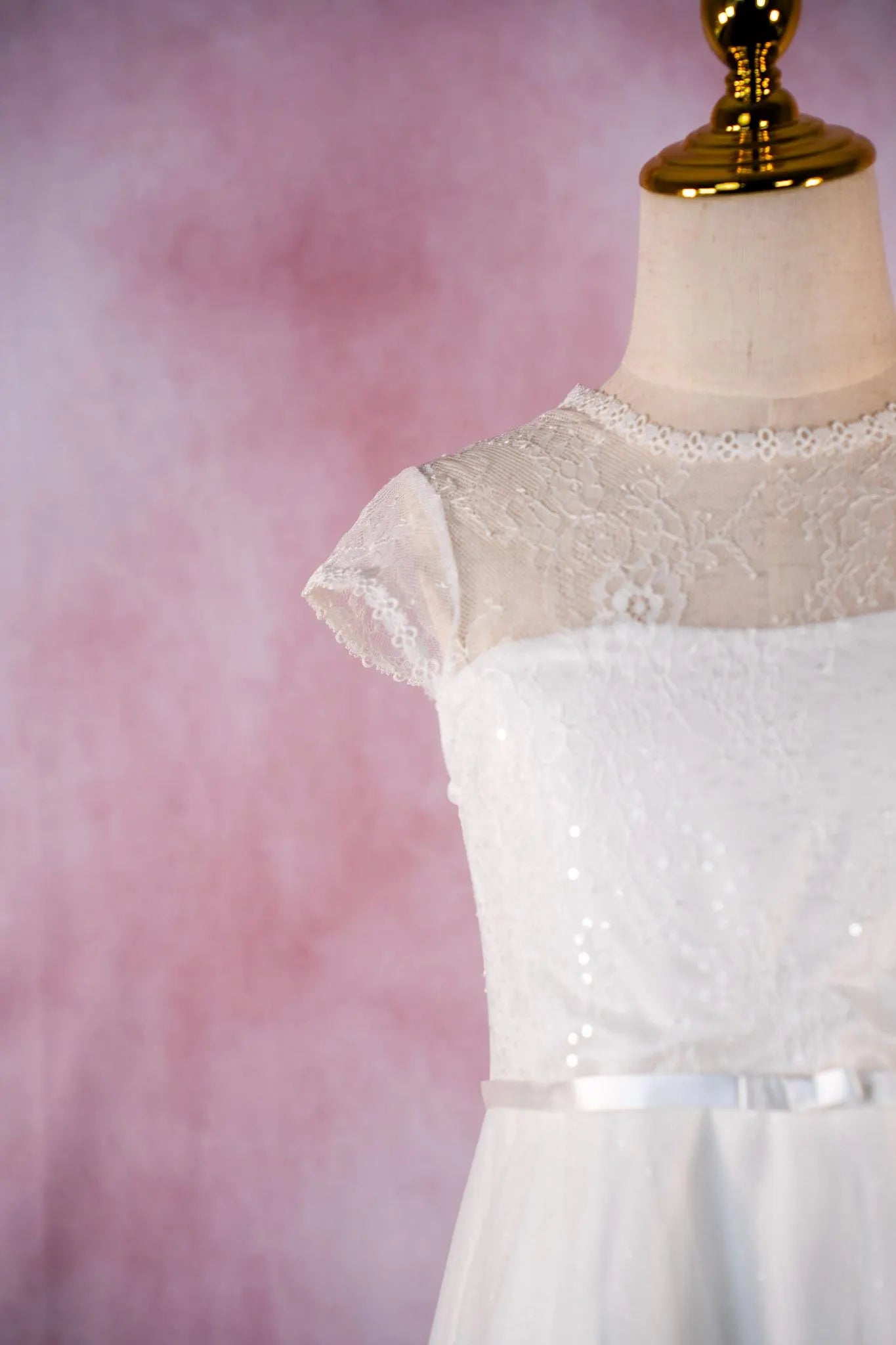 Gretel Style - Ivory Lace Communion Dress: Glitter Tulle Flower Girl Gown