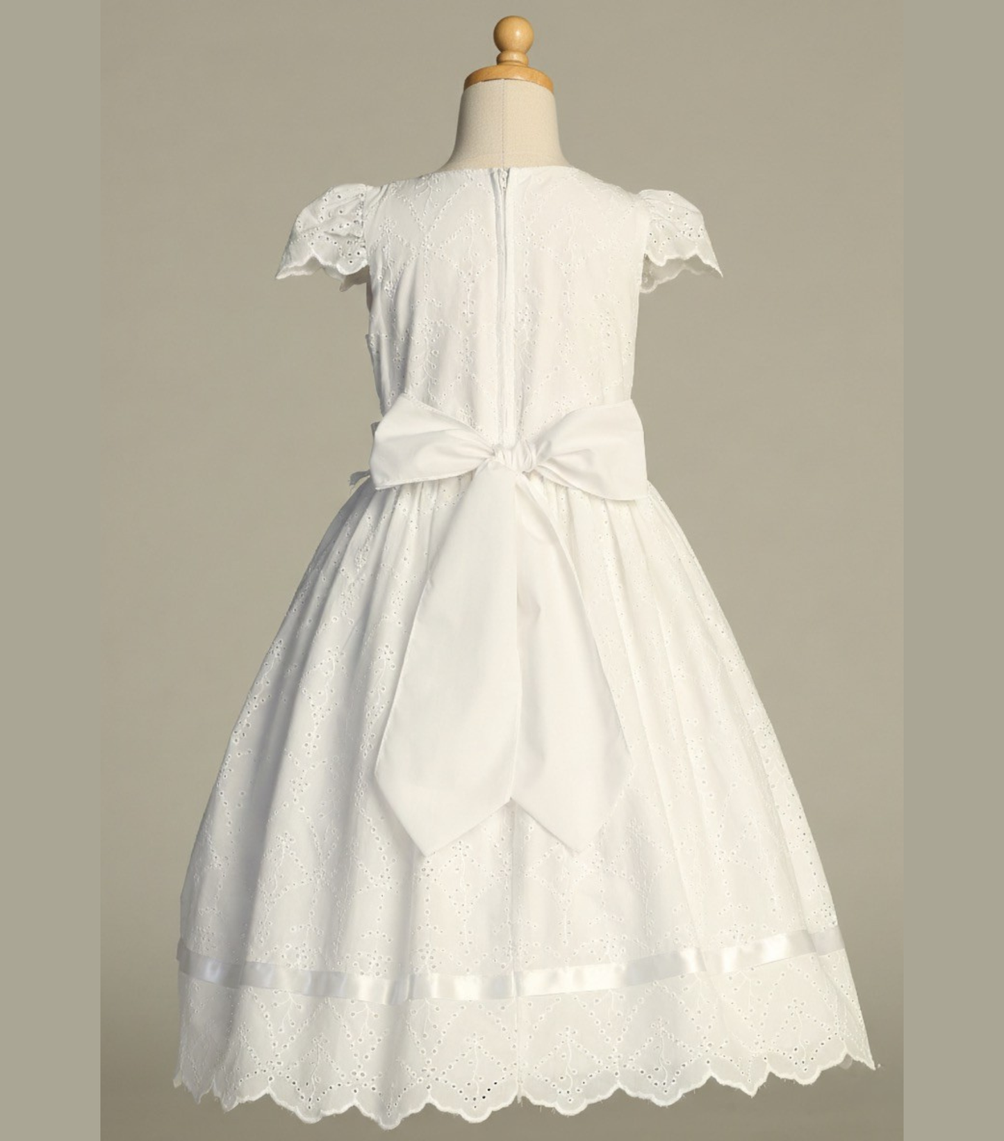 Victoria Cotton Blossom White Eyelet Dress – First Communion, Flower Girl, Baptism | Made in USA
