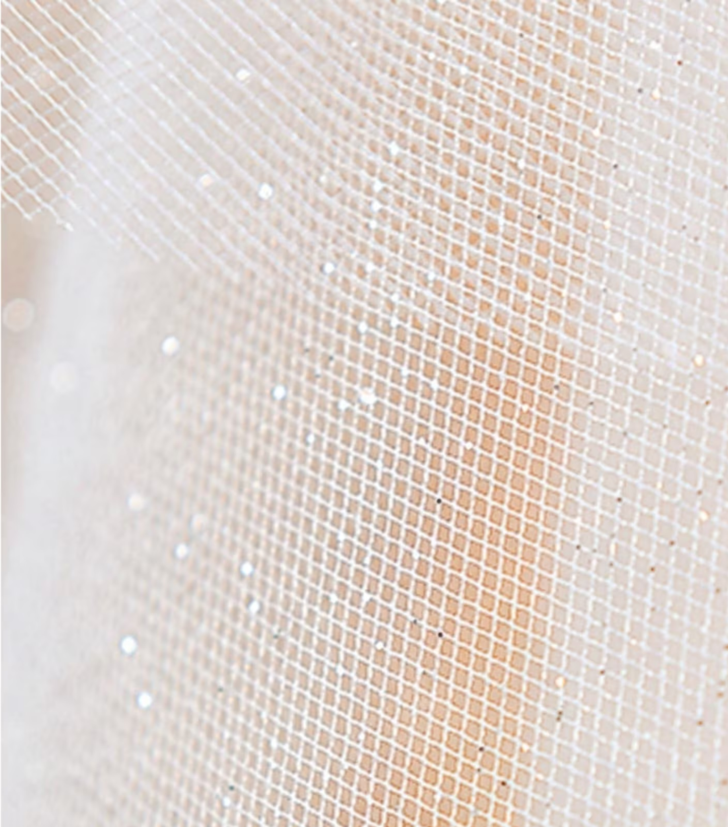 White Glitter Tulle Wedding Veil, 23.5” Short Bridal Veil with Comb