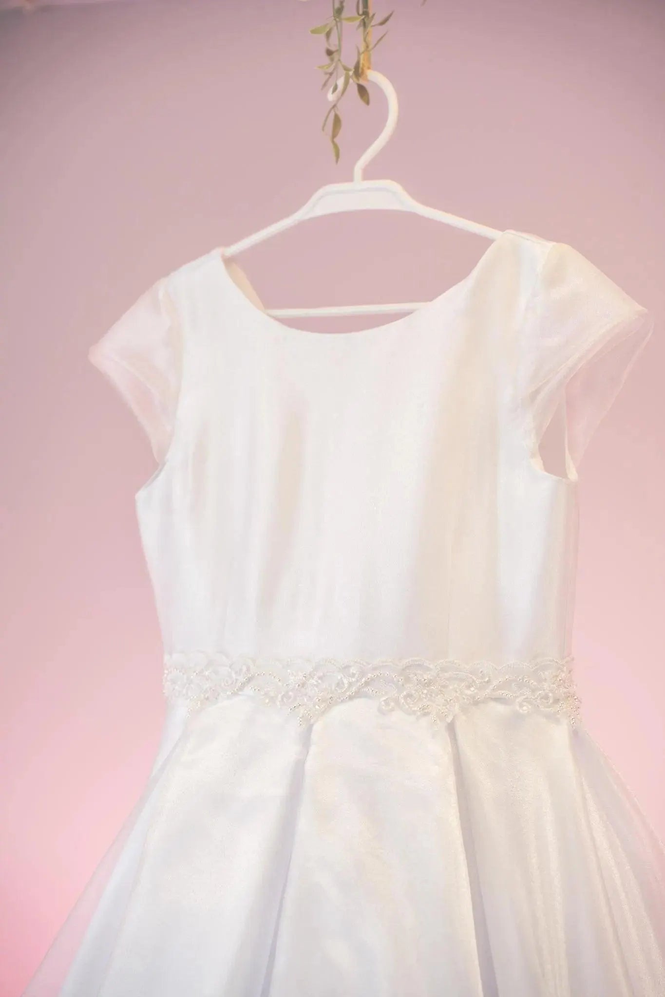 Kasia Style - Elegant White Satin Flower Girl /First Communion Dress: Lace & Organza Gown