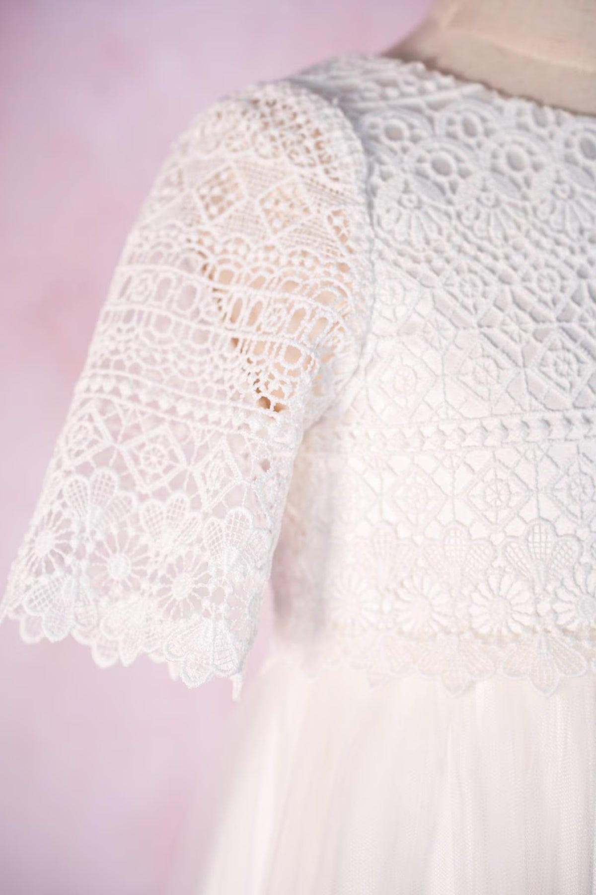 Elena Style - Ivory Lace First Communion Dress: Elegant Tulle Flower Girl Gown