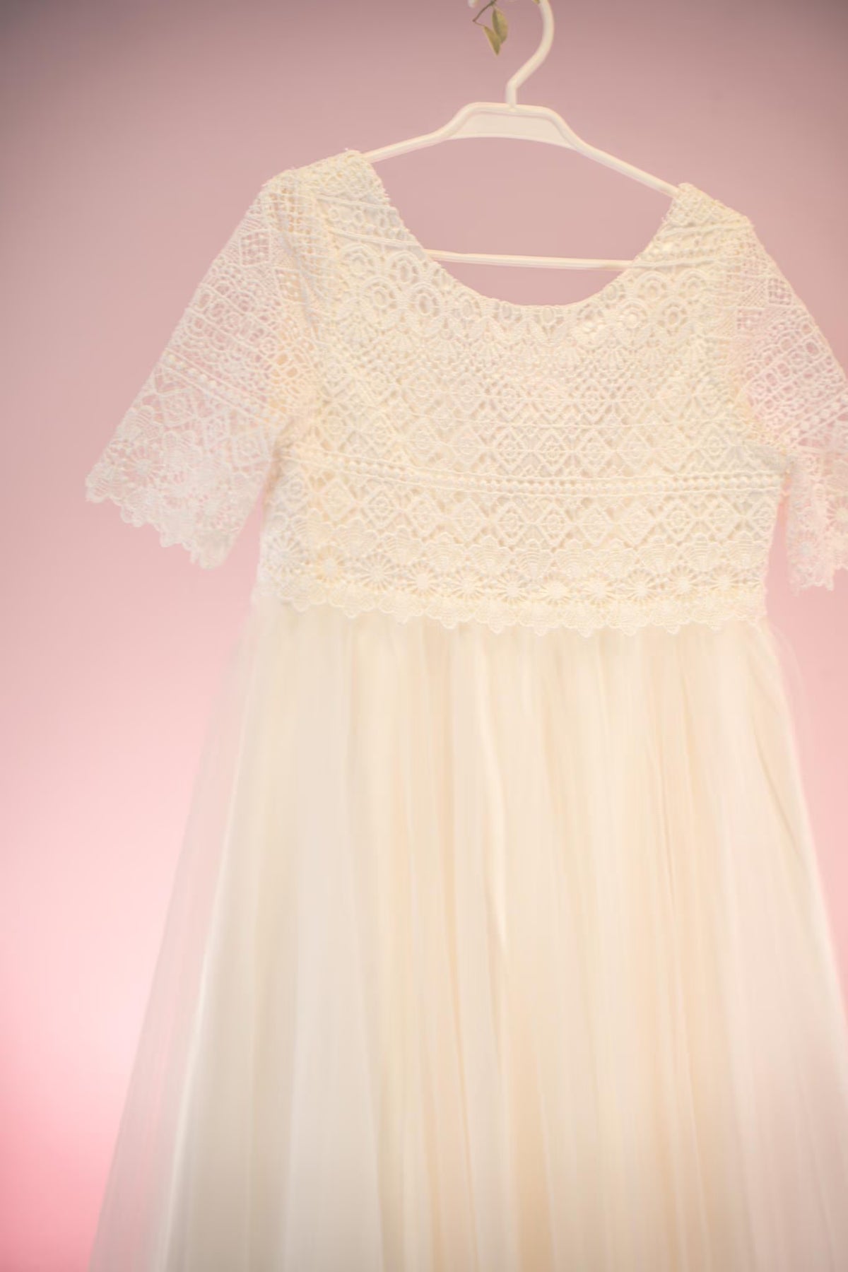 Elena Style - Ivory Lace First Communion Dress: Elegant Tulle Flower Girl Gown