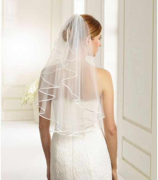 Classic Veil, Satin Edge Bridal Veil, Traditional Bridal Headpiece
