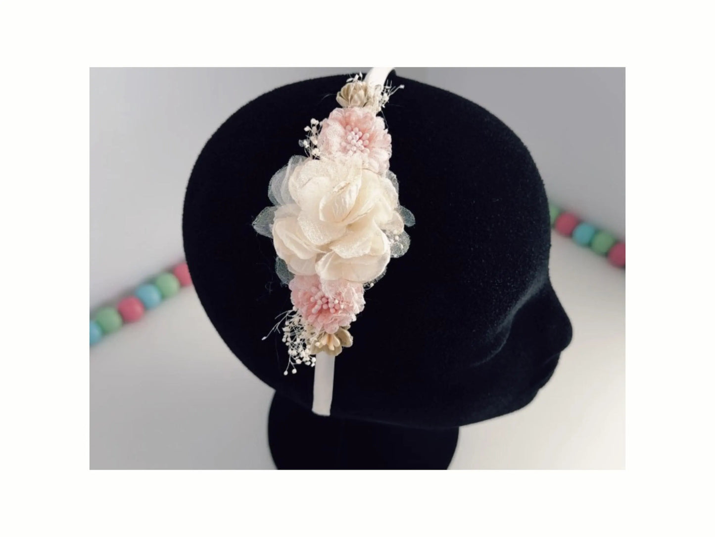 First Communion Hair Accessory, Flower Girl Headband, Baptism Headpiece for Girls, Spring Flowers
