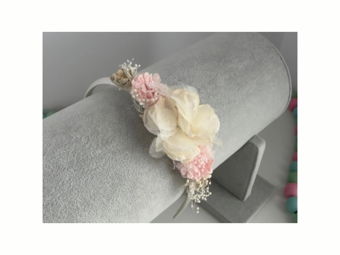 First Communion Hair Accessory, Flower Girl Headband, Baptism Headpiece for Girls, Spring Flowers