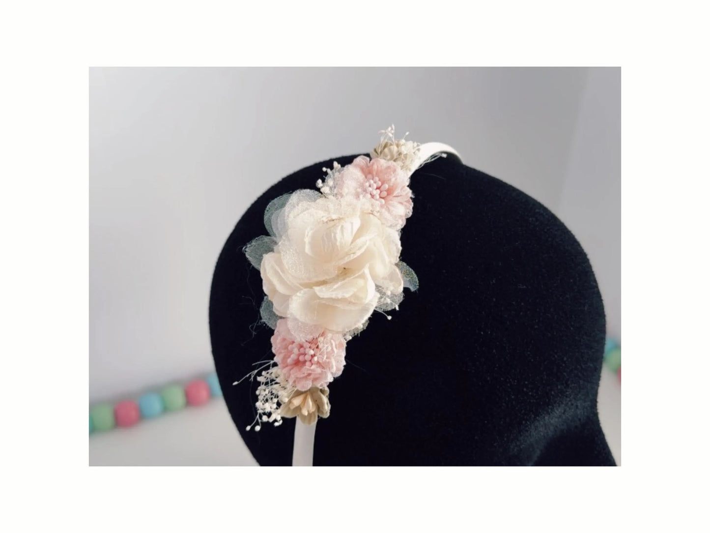 First Communion Hair Accessory, Flower Girl Headband, Baptism Headpiece for Girls, Spring Flowers