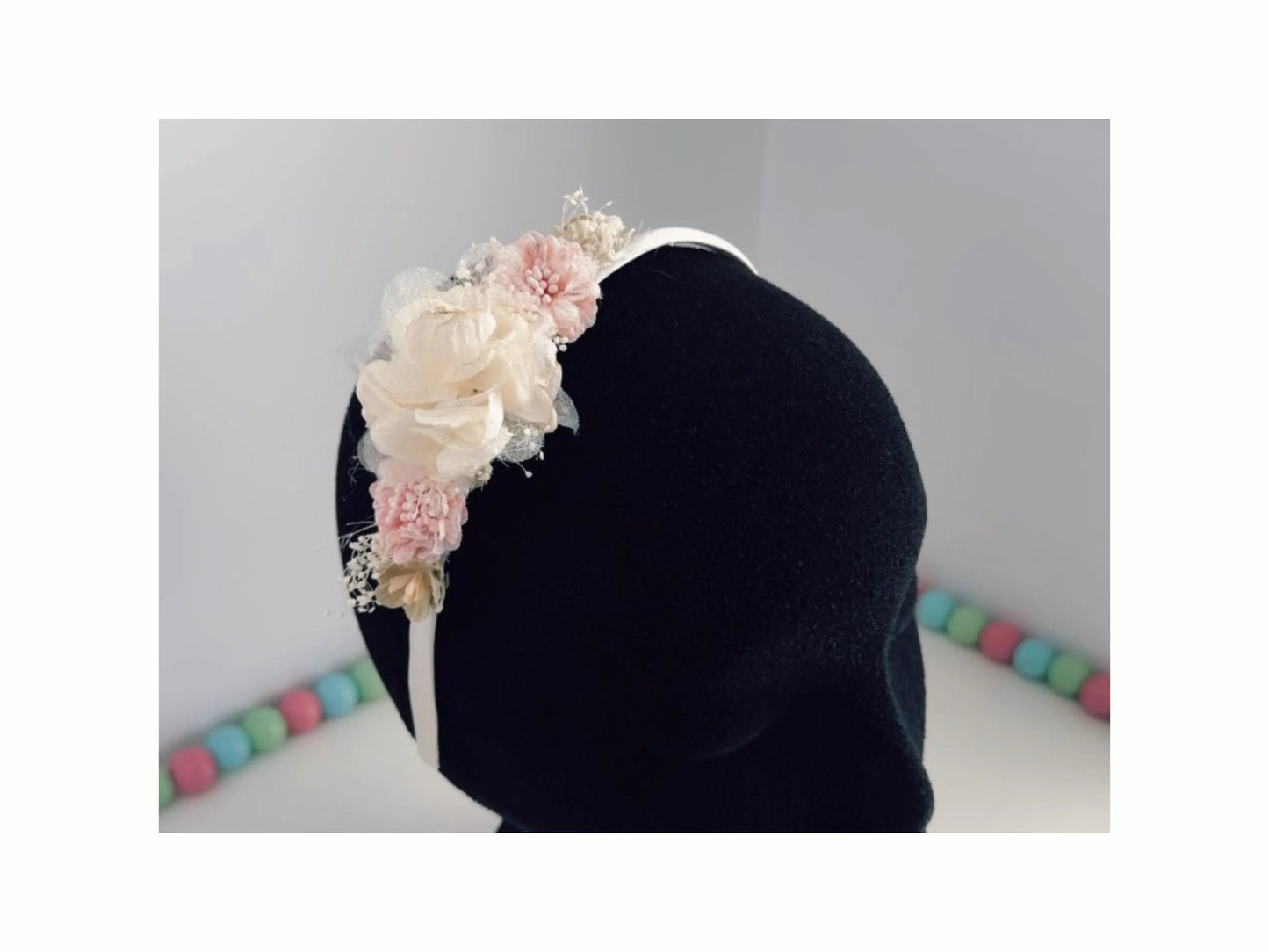 First Communion Hair Accessory, Flower Girl Headband, Baptism Headpiece for Girls, Spring Flowers