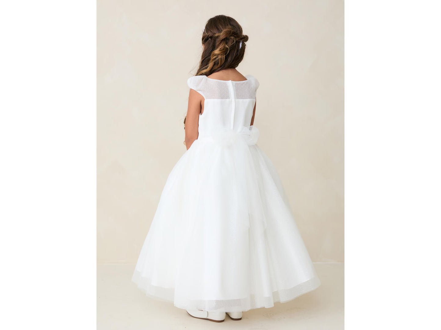 Sofi Style First Communion Dress for Girls, Glitter Mesh Flower Girl Dress